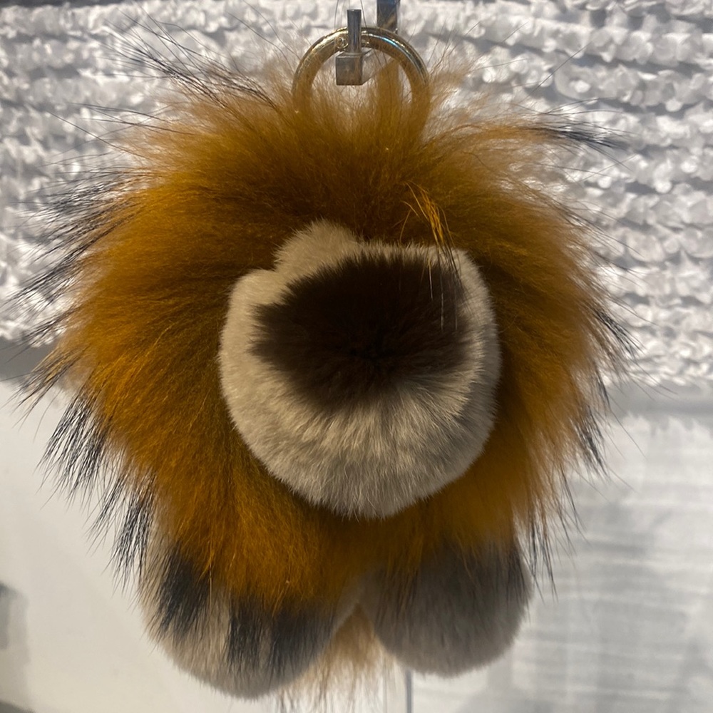 Lion Keychain / Bag Charm. Real fur.